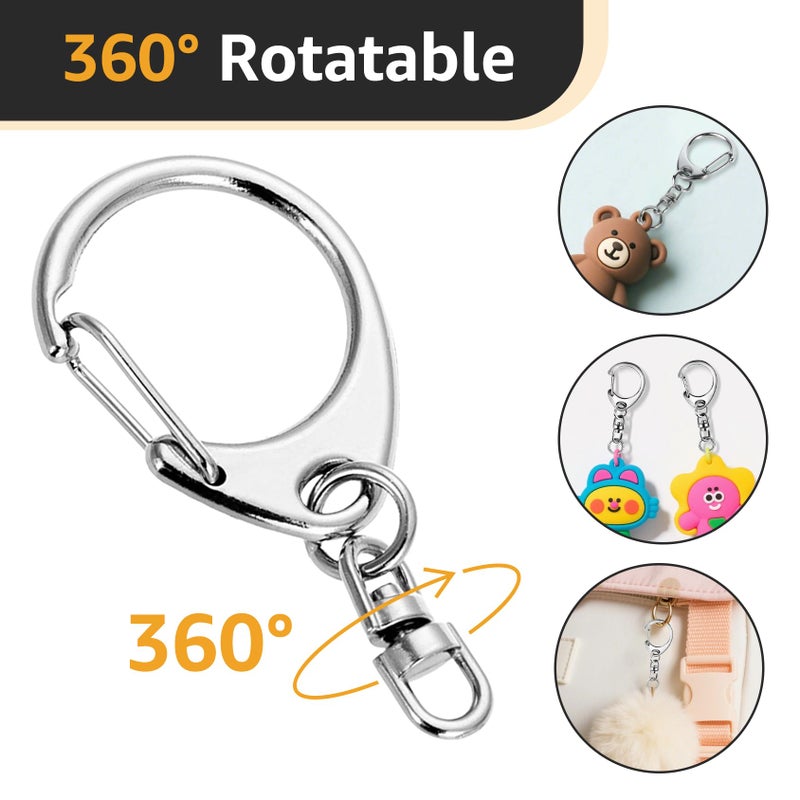 Roctee 50 pcs Lobster Clasp Key, Keychain Clip, Swivel Clasps Lanyard Snap Hook, DIY Crafts Key Chain, Lobster Claw Clasp (Silver) - Image 3